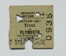 BRB Railway Ticket 0935 Burton-On-Trent to Plymouth 1965  picture