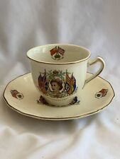 Alfred Meakin Queen Elizabeth II Coronation Commemorative Teacup and Saucer Vint picture