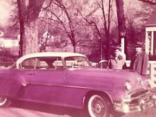 RD Photograph Old Couple Posing With Awesome Red Car 1957 picture