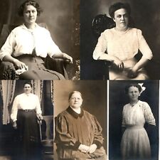 x5 LOT c1910s Lady Portraits RPPC Women Young Middle Age Girls Real Photo A176 picture