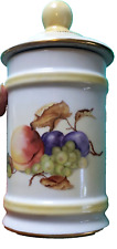 Limoges France Hand painted Lidded Canister Jar Fruit decor 8 1/2