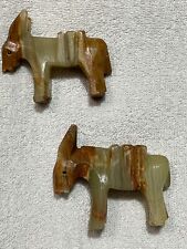 Pair of Natural Green Onyx Hand Carved Donkeys picture