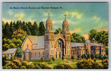 c1940s Linen St. Mary's Church Rectory Convent Newport RI Vintage Postcard picture