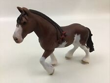 Schleich Clydesdale Mare Horse Figure 2015 Braided Mane Red Bows Brown White picture