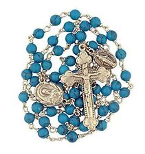 N.G. Blue 6MM Healing Prayer Bead Rosary with Sacred Heart Centerpiece, 18 Inch picture