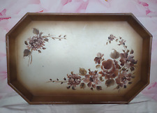 Vintage Painted Metal Tray Nascho Floral Toleware Retro MCM Cottagecore picture