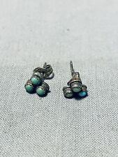 CUTEST VINTAGE NAVAJO CERRILLOS ROYSTON TURQUOISE STERLING SILVER EARRINGS picture