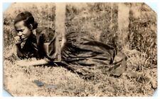  1920's Black Woman African American Laying in a Field Posing VTG Photo A3 picture