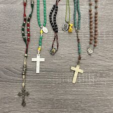 Vintage LOT OF 6 Catholic Saint Rosary Beaded Pray For Me Necklaces Religion picture