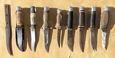 Old Vintage Knife Collection Lot Stag Leather Wood Handle Hunting Fishing Knives picture