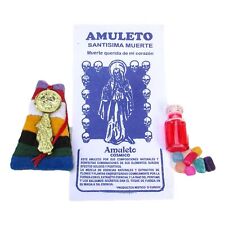 Santa Muerte Amuleto Legitimo de 7 Colores  / Holy Death 7 Color Amulet 3pc Set  picture