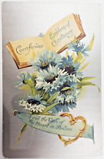 Antique Postcard B S London 1910s Silver Foiled CORNFLOWER EMBLEM OF CONSTANCY picture