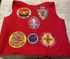 Vintage Eagle Official Boy Scouts of America Red Wool Best With 27 Patches Rare picture