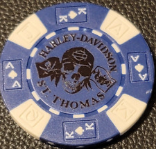 HD ST. THOMAS ~ (Blue AKQJ w/black stamp) International Harley DavidsoPoker Chip picture