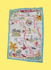 Vtg Florida Map Souvenior Kitchen Towel NWOT 19x12.5