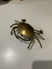 Vintage Brass Crab Hinged Top Ashtray MCM-COMPLETE With Inner Tray-see Pics picture
