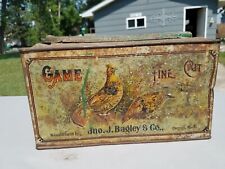 Antique Large Game Fine Cut Tobacco Tin Jno. J. Bagley  Mercantile Display picture