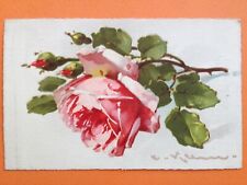 CPA illustration litho signed catherine klein flower flower pink rose blumen picture