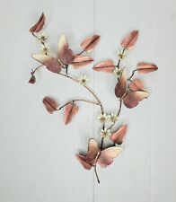 Vintage Wall Art MCM Brass/Copper Leaves Butterfly Flower 16