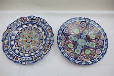 VTG Kutahya Turkey Handmade Ceramic Signed Plates Set Of 2 Kutahya Koc Cini picture