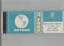 Matchbook Cover 1958 Ford Dealer Butte Motor Co. Butte, MT picture