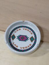 Vintage Las Vegas Ashtray Round Ceramic Southwest Desert Motif Teal Purple 5
