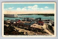 Keokuk IA-Iowa, Aerial Of River Power Plant, Antique, Vintage c1921 Postcard picture