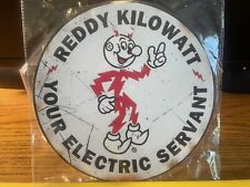 Vintage style Round Man Cave Garage Reddy Kilowatt Aluminum Metal Sign 8” DIA. picture