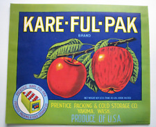 Original KARE-FUL-PAK apple crate label Yakima WA Prentice variant C Grade picture