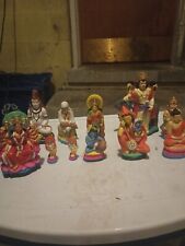 Vintage 10 lot JBL Handcrafted Hindu Ganges Clay Statues picture