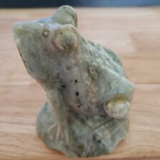 Vintage Carve Stone Frog Figurine Light Geen 4