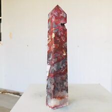 822g Natural Pink Mexican Crazy Lace Agate Quartz Crystal Obelisk Healing R508 picture