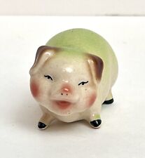 Vintage Mini Piggy Rosy Cheeks Green Pig Miniature Figurine  picture