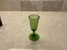 EXCELLENT VINTAGE GREEN AVOCADO OLIVE FOOTED SHOT GLASS MCM picture