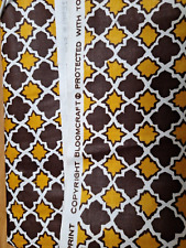 Brown Gold Print 56x54 Bloomcraft Du Pont Fabric Sewing Upholstery VTG 70s picture