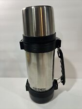 Thermos Black & Silver Vacuum Insulated Flask 1 Liter Stopper #650 Vintage USA picture