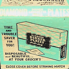 Diamond Disposable Dinner Plate Matchbook Cover Vintage 1950s Scarce Advertising picture