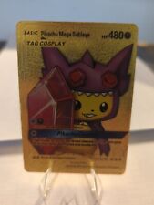 Pokemon TCG Pikachu Mega Sableye Tag Cosplay Gold Metal Foil HP 480 Fan Art picture
