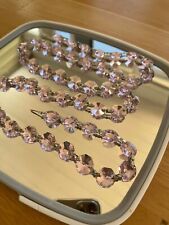 3.3 FEET PINK CHANDELIER CRYSTAL BEAD CHAIN Prism Part 30% Lead K9 14mm Silver picture