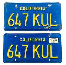 1970's Blue California License Plates 1974 Chevelle 1974 Corvette 1974 Mustang picture