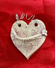 Handmade Signed Ceramic Pocket Heart  Pink  Wall Hanging picture