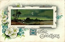 Antique Postcard Made In Germany Silvered Embossed Easter Greetings TP&C UNP picture