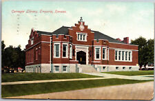 Carnegie Library, Emporia Kansas Vintage c1909 Postcard H04 picture
