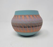 Southwest Navajo Signed C. BILLY  Handmade Terracotta Pottery Vase 4 inch EUC picture