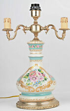 French vintage Porcelain table lamp floral decor hand paint 1970 picture