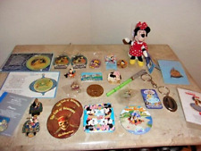 Huge Lot 27 Disney Items ~ Pins, Ornaments, Key Chains, Badges, 10 New/17 Used picture