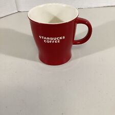 Starbucks 2008 Coffee Mug Embossed Logo Red White 14oz Tapered Ceramic Cup picture
