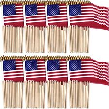 100 Packs Small American Flags on Sticks 4 x 6 Inches Small Handheld US Flags... picture