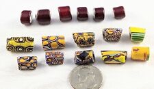 Vintage Venetian Glass Trade Beads Millefiori and White heart glass beads. picture