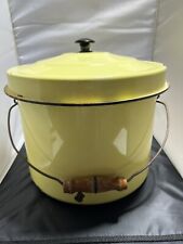 Vintage Yellow Enamel Canner, Stock Pot, Bucket Pail Farmhouse Decor picture